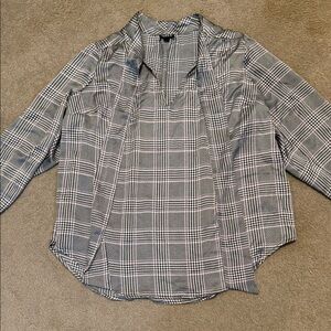 Torrid Black and White Plaid Blouse